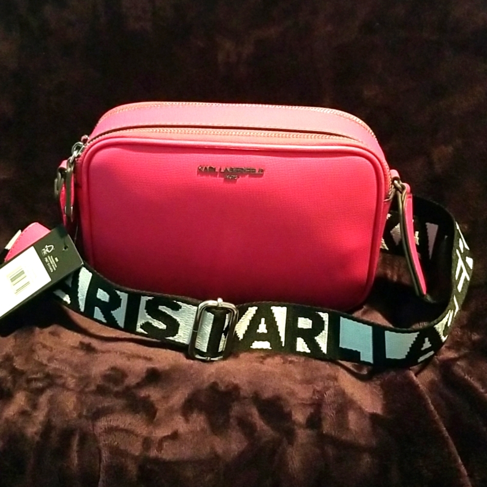 NWT Karl Lagerfeld Paris Hot Pink Medium Crossbody Bag